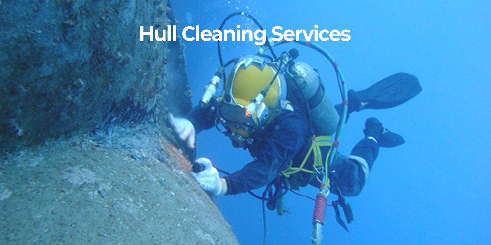 A men underwater providing Hull Cleaning Services in Alexandria port